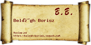 Belágh Borisz névjegykártya
